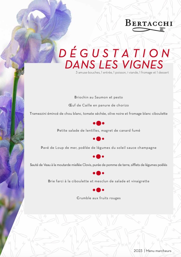 Menu de l'escapade pétillante et gourmande 2022